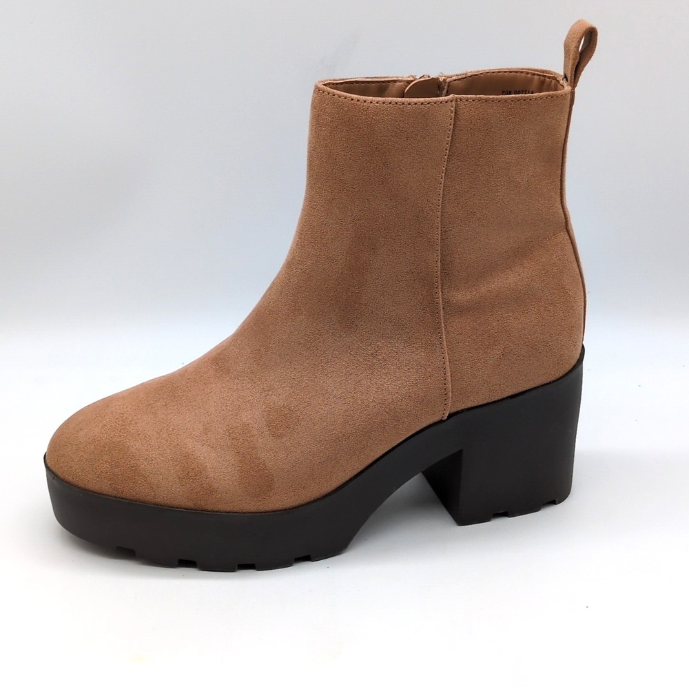 Journee Collection Shoes Womens Beige 11 Ankle Boots Platform Chunky Heel Zip